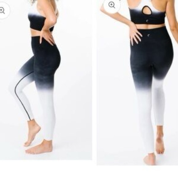 ZYIA Active Leggings Medium Ombré Black White Stretch Gym Athletic - Picture 1 of 6
